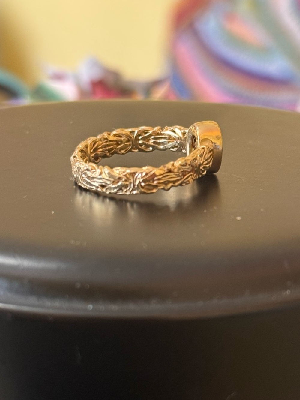 Gold Braided 14k Byzantine Band Ring with Yellow Citrine Oval Stone Size 8 - Picture 5 of 5